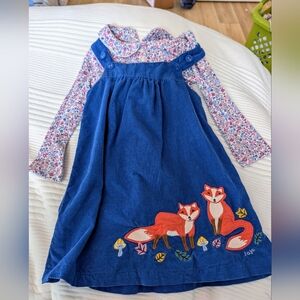 JoJo Maman Bebe Fox Pinnie and Floral Undershirt 3-4